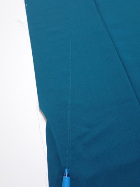 Photo11: 2i03z140  Japanese Kimono Silk  FABRIC Festival Deep cyan 57.5x18.1 (11)