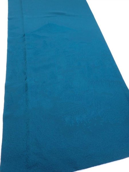 Photo2: 2i04z90  Japanese Kimono Silk  FABRIC Festival Deep cyan 62.2x14.2 (2)