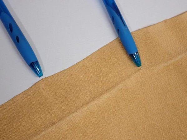 Photo5: 2i02z70  Japanese Kimono Crepe Silk  FABRIC Scenery Yellow ochre 43.3x14.2 (5)