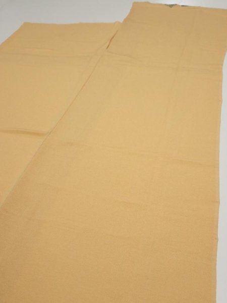 Photo3: 2i04z180  Japanese Kimono Crepe Silk  FABRIC Scenery Yellow ochre 52.8x24.8 (3)
