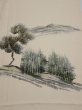 Photo1: 2i01z50  Japanese Kimono Silk  FABRIC Scenery Cream-White 40.3x14.4 (1)