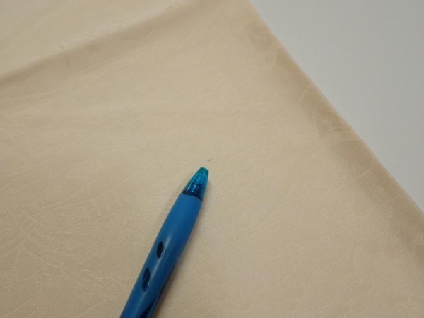 Photo7: 2i01z50  Japanese Kimono Silk  FABRIC Scenery Cream-White 40.3x14.4 (7)