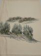 Photo1: 2i02z50  Japanese Kimono Silk  FABRIC Scenery Cream-White 40.9x14.2 (1)