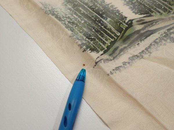 Photo6: 2i02z50  Japanese Kimono Silk  FABRIC Scenery Cream-White 40.9x14.2 (6)