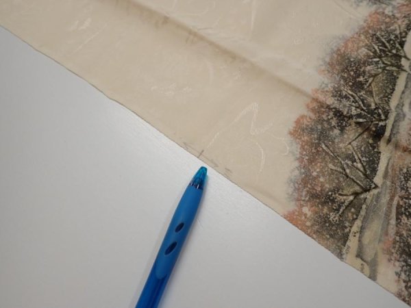 Photo7: 2i03z90  Japanese Kimono Silk  FABRIC Scenery Cream-White 69.3x14.2 (7)