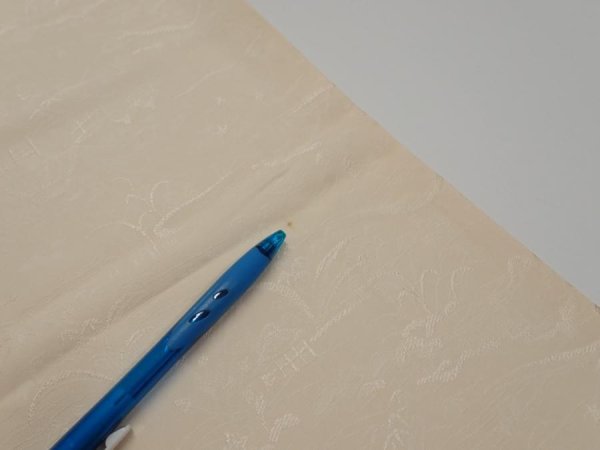 Photo8: 2i03z90  Japanese Kimono Silk  FABRIC Scenery Cream-White 69.3x14.2 (8)