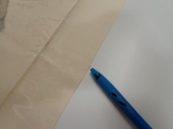 Photo7: 2i04z130  Japanese Kimono Silk  FABRIC Scenery Cream-White 52.8x17.7 (7)