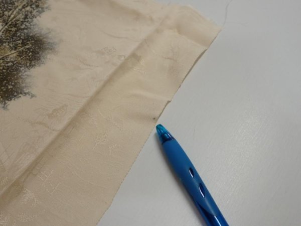 Photo8: 2i04z130  Japanese Kimono Silk  FABRIC Scenery Cream-White 52.8x17.7 (8)