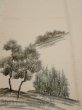 Photo1: 2i05z70  Japanese Kimono Silk  FABRIC Scenery Cream-White 56.7x14.2 (1)