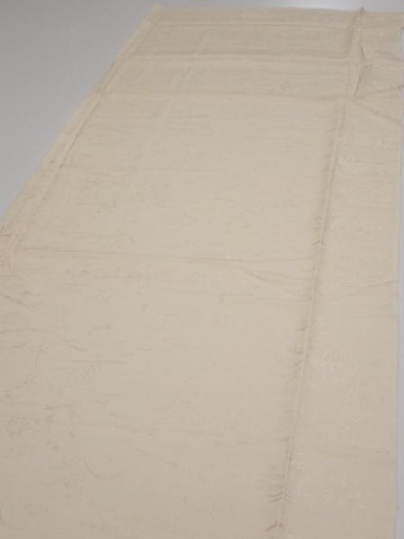 Photo5: 2i05z70  Japanese Kimono Silk  FABRIC Scenery Cream-White 56.7x14.2 (5)