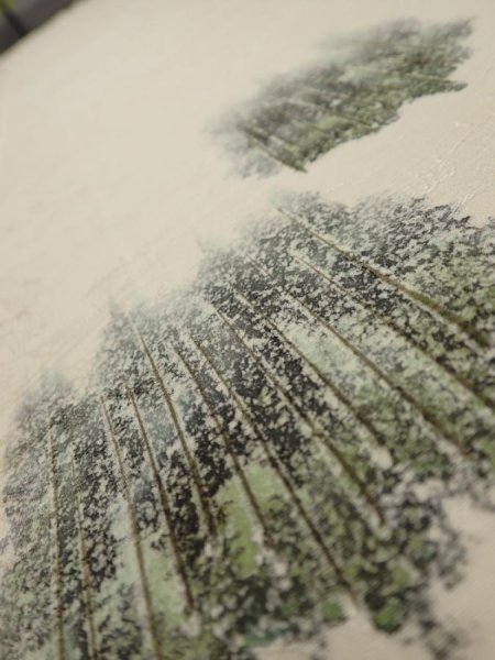 Photo3: 2i06z90  Japanese Kimono Silk  FABRIC Scenery Cream-White 69.7x14.4 (3)