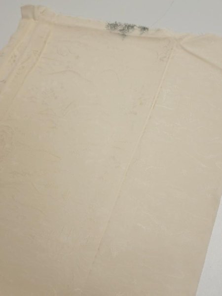 Photo5: 2i06z90  Japanese Kimono Silk  FABRIC Scenery Cream-White 69.7x14.4 (5)