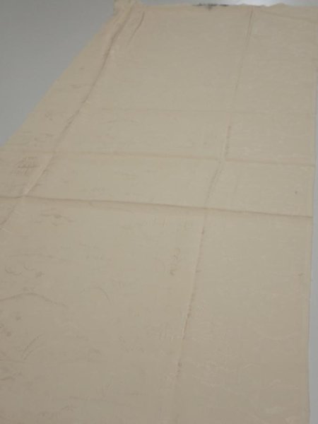 Photo8: 2i06z90  Japanese Kimono Silk  FABRIC Scenery Cream-White 69.7x14.4 (8)