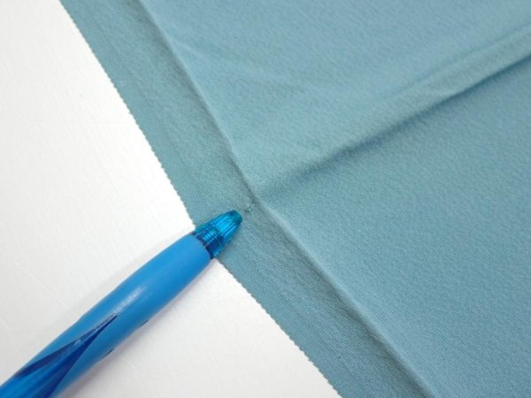 Photo10: 2i01z60  Japanese Kimono Silk  FABRIC Edo era Blue-Gray 43.3x14.2 (10)