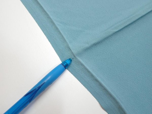 Photo11: 2i01z60  Japanese Kimono Silk  FABRIC Edo era Blue-Gray 43.3x14.2 (11)