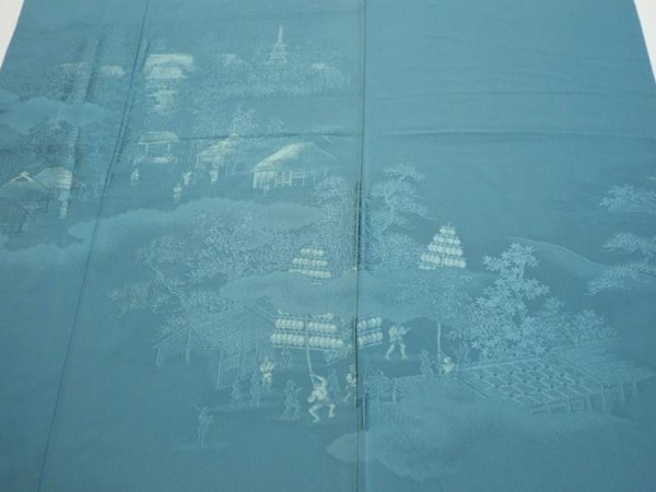 Photo1: 2i03z220  Japanese Kimono Silk  FABRIC Edo era Blue-Gray 63.0x28.3 (1)