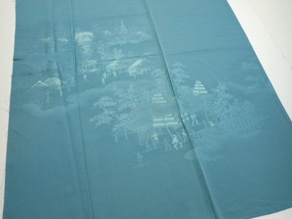 Photo2: 2i03z220  Japanese Kimono Silk  FABRIC Edo era Blue-Gray 63.0x28.3 (2)