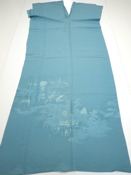 Photo8: 2i03z220  Japanese Kimono Silk  FABRIC Edo era Blue-Gray 63.0x28.3 (8)