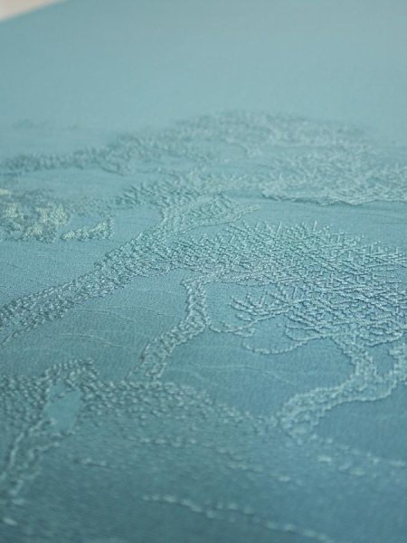 Photo3: 2i04z90  Japanese Kimono Silk  FABRIC Edo era Blue-Gray 65.0x14.4 (3)