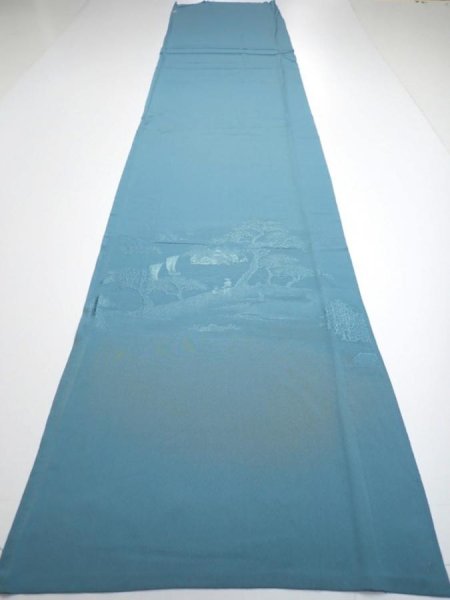 Photo6: 2i04z90  Japanese Kimono Silk  FABRIC Edo era Blue-Gray 65.0x14.4 (6)