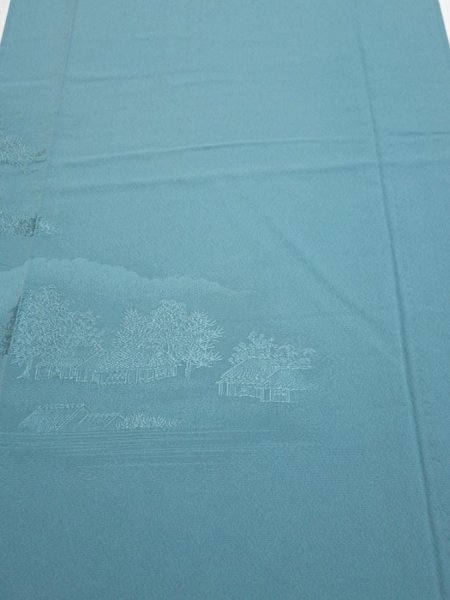 Photo1: 2i05z90  Japanese Kimono Silk  FABRIC Edo era Blue-Gray 68.5x14.4 (1)