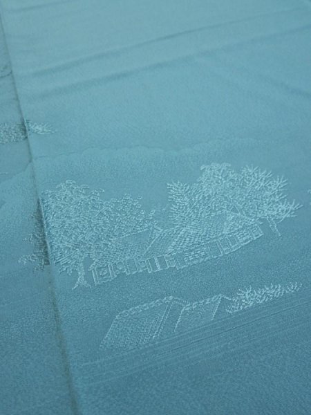 Photo5: 2i05z90  Japanese Kimono Silk  FABRIC Edo era Blue-Gray 68.5x14.4 (5)