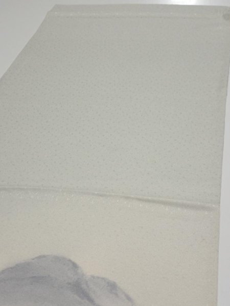 Photo5: 2i01z50  Japanese Kimono Silk  FABRIC Scenery Smoky-white 39.4x13.8 (5)