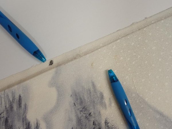 Photo9: 2i01z50  Japanese Kimono Silk  FABRIC Scenery Smoky-white 39.4x13.8 (9)