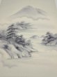Photo1: 2i02z50  Japanese Kimono Silk  FABRIC Scenery Smoky-white 39.4x13.8 (1)