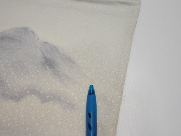 Photo7: 2i02z50  Japanese Kimono Silk  FABRIC Scenery Smoky-white 39.4x13.8 (7)