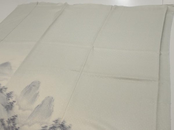 Photo6: 2i04z210  Japanese Kimono Silk  FABRIC Scenery Smoky-white 48.0x40.2 (6)