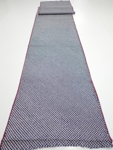 Photo5: 2R02z100  Japanese Kimono Silk  FABRIC Shibori Navy 82.7x14.8 (5)