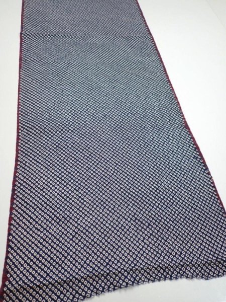 Photo2: 2R05z100  Japanese Kimono Silk  FABRIC Shibori Navy 82.7x14.8 (2)