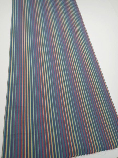Photo2: 2R02z70  Japanese Kimono Silk  FABRIC Stripe Blue-Gray 67.7x14.2 (2)
