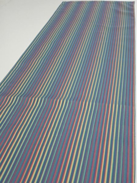 Photo3: 2R02z70  Japanese Kimono Silk  FABRIC Stripe Blue-Gray 67.7x14.2 (3)