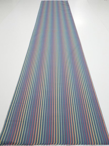 Photo5: 2R02z70  Japanese Kimono Silk  FABRIC Stripe Blue-Gray 67.7x14.2 (5)