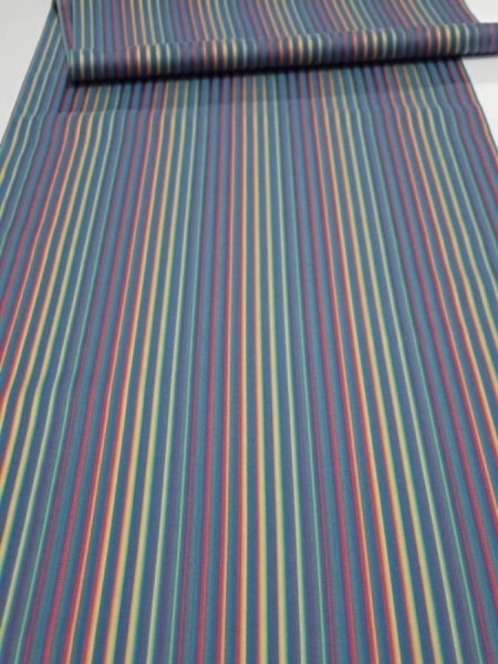 Photo1: 2R06z80  Japanese Kimono Silk  FABRIC Stripe Blue-Gray 82.7x14.2 (1)
