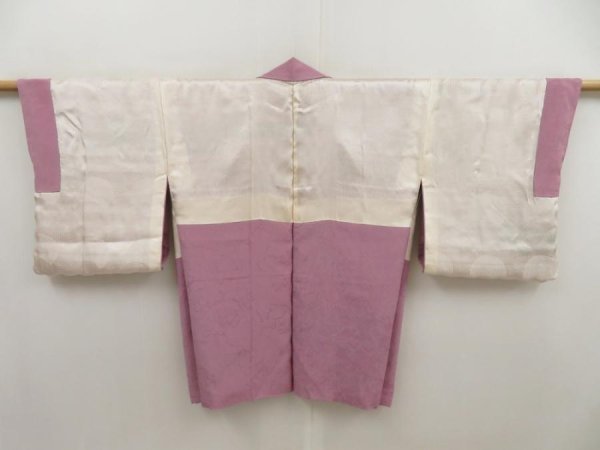 Photo6: 5416T05z530 Vintage Japanese Kimono Silk HAORI  Light purple (6)