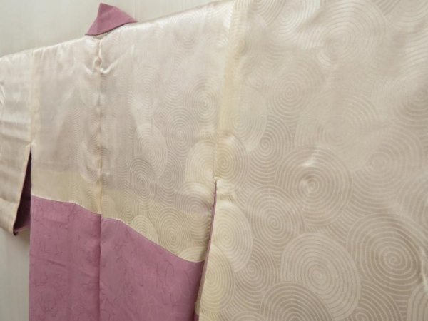 Photo7: 5416T05z530 Vintage Japanese Kimono Silk HAORI  Light purple (7)