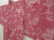 Photo2: 5416T06z520 Vintage Japanese Kimono Silk HAORI Flowers Wine red (2)