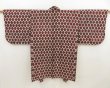 Photo1: 5416T07z380 Vintage Japanese Kimono Silk MEISEN HAORI Flower Dark red (1)