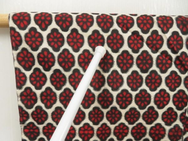 Photo5: 5416T07z380 Vintage Japanese Kimono Silk MEISEN HAORI Flower Dark red (5)