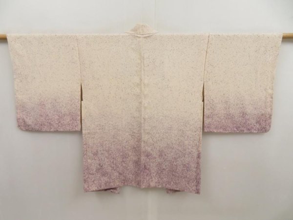 Photo1: 5416T08z590 Vintage Japanese Kimono Silk HAORI  Off-white (1)