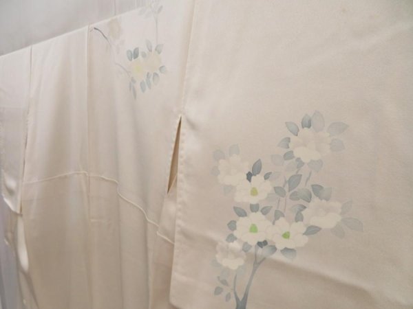 Photo2: 5416T09z880  Japanese Kimono Silk TSUKESAGE Camellia Off-white (2)