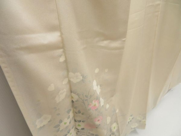 Photo3: 5416T09z880  Japanese Kimono Silk TSUKESAGE Camellia Off-white (3)