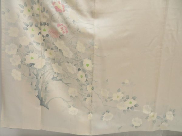 Photo6: 5416T09z880  Japanese Kimono Silk TSUKESAGE Camellia Off-white (6)