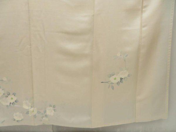 Photo7: 5416T09z880  Japanese Kimono Silk TSUKESAGE Camellia Off-white (7)