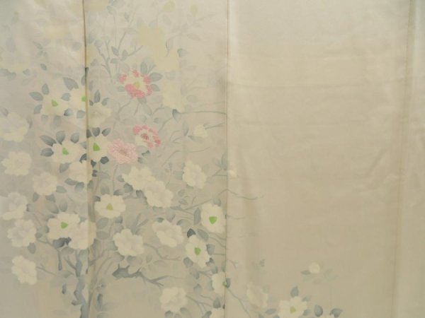 Photo8: 5416T09z880  Japanese Kimono Silk TSUKESAGE Camellia Off-white (8)