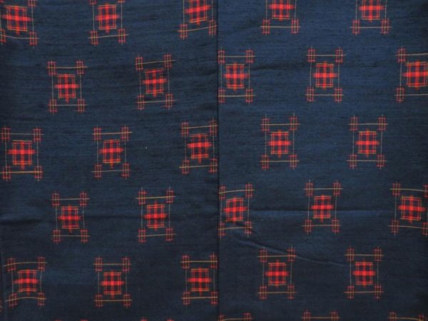 Photo5: 5416T11z880 Vintage Japanese Kimono Silk TSUMUGI  Dark navy (5)