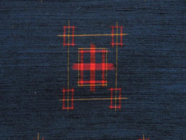 Photo6: 5416T11z880 Vintage Japanese Kimono Silk TSUMUGI  Dark navy (6)